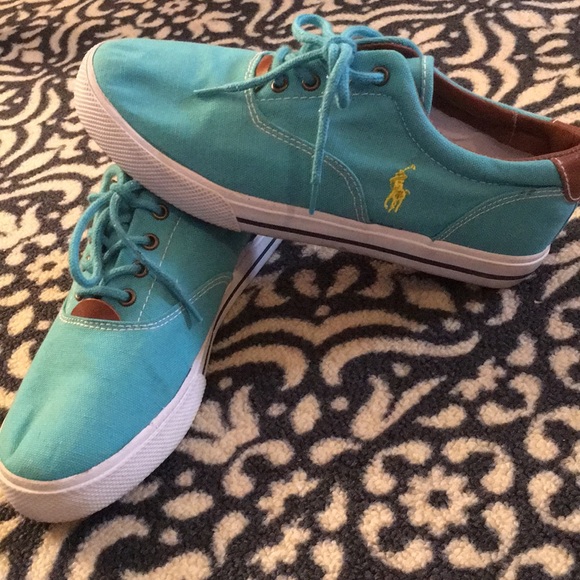 Size 8 Polo by Ralph Lauren bright blue sneakers! - Picture 3 of 4
